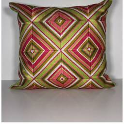 "Primavera Embroidered Tiles Pillow, 16""x16" - thumbnail 2