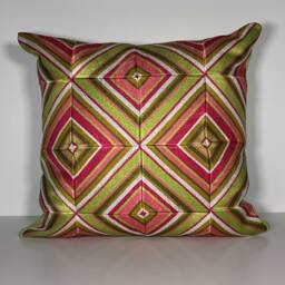 "Primavera Embroidered Tiles Pillow, 16""x16" - thumbnail 1