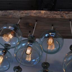 The Big Sur - Live Edge Chandelier Recycled Glass Bottle Ceiling Fixture Hanging Pendant Light Farmhouse Decor Beach House Light - thumbnail 3