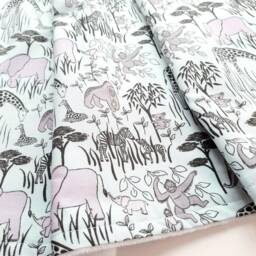 Baby Blanket - Luxurious Cotton & Plush For Newborn Nursery, Stroller, Car Cute Safari Animals Mint Green - thumbnail 2