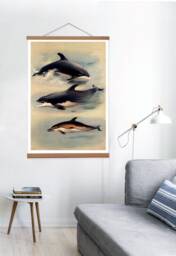 Vintage Dolphin Canvas Print With Oak Magnetic Hanger - thumbnail 1