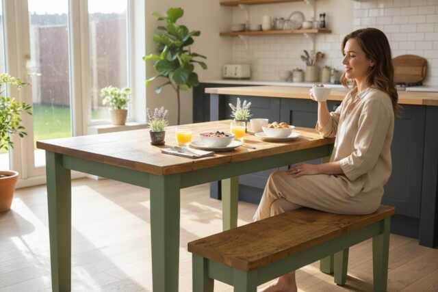 Farmhouse Tapered Leg Straight Edge Dining Table - Customisable - image 1