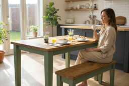 Farmhouse Tapered Leg Straight Edge Dining Table - Customisable