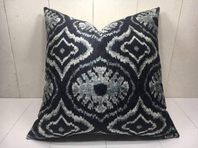 Handwoven Silk Ikat Pillow Cover, Turkish Home Decor - 24x24 - image 1