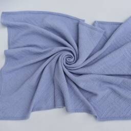 Ready To Ship Wool Alpaca Knitted Blue Baby Blanket, Throw For Crib, Shower Gift - thumbnail 3