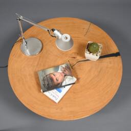 Mid-Century Round Coffee Table in Oak & Cor-Ten Steel - thumbnail 3