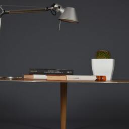 Mid-Century Round Coffee Table in Oak & Cor-Ten Steel - thumbnail 2