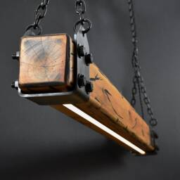 Wood Beam Led Pendant Light No.2 - Industrial Linear Lighting Remote Controlled Dimmer - thumbnail 1