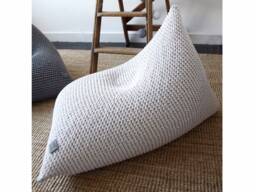 Ecru Knitted Bean Bag Chair Scandinavian Kids Lounger - thumbnail 1