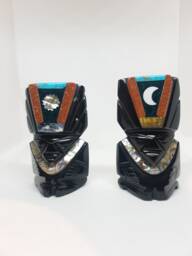 Two For The Price Mini Black Obsidian Handcarved Warriors Pair - thumbnail 1