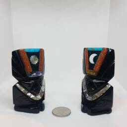 Two For The Price Mini Black Obsidian Handcarved Warriors Pair - thumbnail 2