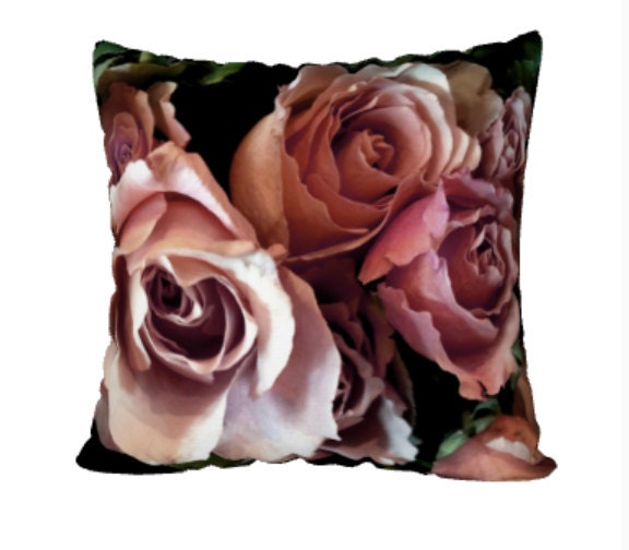 Pink Roses Velvet Throw Pillow Cover, 22x22 Or 18x18 Inches, Soft Velveteen, Bed Pillow, Decorative Cushion Cover Only - image 1