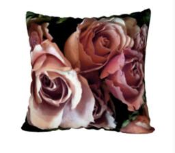 Pink Roses Velvet Throw Pillow Cover, 22x22 Or 18x18 Inches, Soft Velveteen, Bed Pillow, Decorative Cushion Cover Only - thumbnail 1