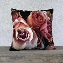 Pink Roses Velvet Throw Pillow Cover, 22x22 Or 18x18 Inches, Soft Velveteen, Bed Pillow, Decorative Cushion Cover Only - thumbnail 2