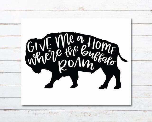 Buffalo Art Print, Hand-Lettered Typographic Wall - Digital Download