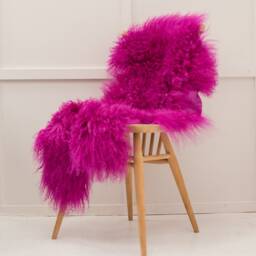 Majenta Pink Luxury Tibetan Sheepskin Rug - thumbnail 2