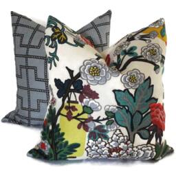 Schumacher Chiang Mai Dragon Pillow Cover Art Deco Linen Throw - thumbnail 2