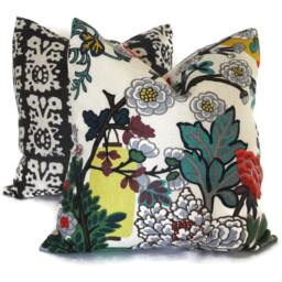 Schumacher Chiang Mai Dragon Pillow Cover Art Deco Linen Throw - thumbnail 3