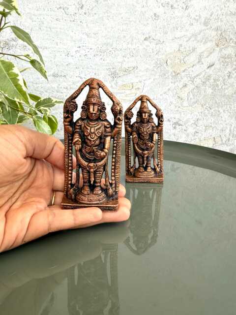 Copper Lord Tirupati Balaji Statue Miniature For Home Temple Srinivasa Govinda Venkateswara Idol Car Decor Vishnu Statue Gifts - image 1