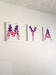 Butterfly Letter Art, Lavender Pink Ombre, Nursery Wall Decor - thumbnail 1