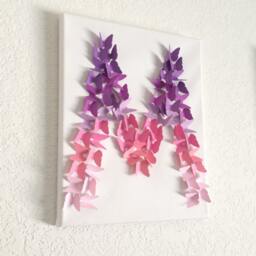 Butterfly Letter Art, Lavender Pink Ombre, Nursery Wall Decor - thumbnail 2