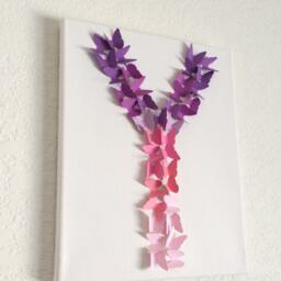 Butterfly Letter Art, Lavender Pink Ombre, Nursery Wall Decor - thumbnail 3