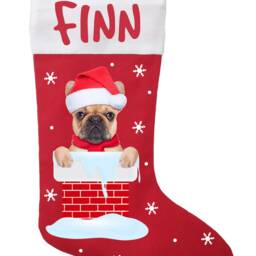 Personalized French Bulldog Christmas Stocking Handmade Cotton Satin - thumbnail 2