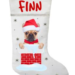 Personalized French Bulldog Christmas Stocking Handmade Cotton Satin - thumbnail 3