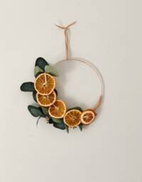 Dried Orange Eucalyptus Wreath, Citrus Rustic Christmas Fruit Gratitude Gift, Nordic Wreath, Winter Wreath - thumbnail 1