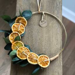 Dried Orange Eucalyptus Wreath, Citrus Rustic Christmas Fruit Gratitude Gift, Nordic Wreath, Winter Wreath - thumbnail 3
