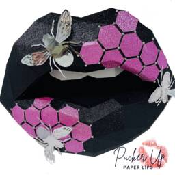 Honeycomb & Bee Glitter Paper Lip Wall Art - 3D Decor Office - thumbnail 2