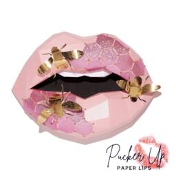 Honeycomb & Bee Glitter Paper Lip Wall Art - 3D Decor Office - thumbnail 1