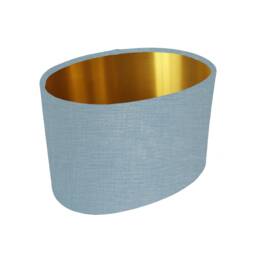 Duck Egg Blue Oval Lampshade in Linen With Gold Lining - thumbnail 1