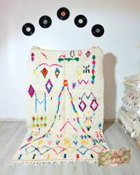 Handmade Beni Ourain Rug, Colorful Moroccan Berber Rug - thumbnail 1