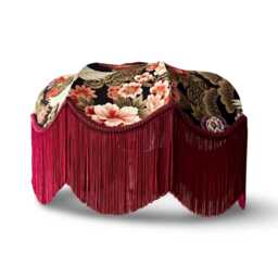 Handmade Chinoiserie Fringe Lampshade, Art Deco Pendant Light, Red Silk Tassel - thumbnail 2