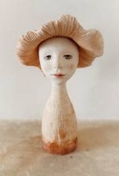 Handmade Ceramic Mushroom Woman Figurine Forest Art Sculpture - thumbnail 1