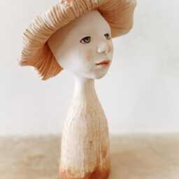 Handmade Ceramic Mushroom Woman Figurine Forest Art Sculpture - thumbnail 3