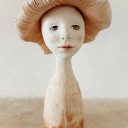 Handmade Ceramic Mushroom Woman Figurine Forest Art Sculpture - thumbnail 2
