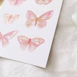 Gold Foil Butterfly Print Pink Girls Bedroom Wall Art - thumbnail 2
