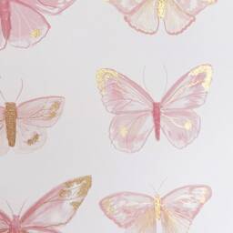 Gold Foil Butterfly Print Pink Girls Bedroom Wall Art - thumbnail 3