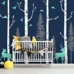 Birch Tree & Deer Wall Decals Forest Nursery Decor - thumbnail 2
