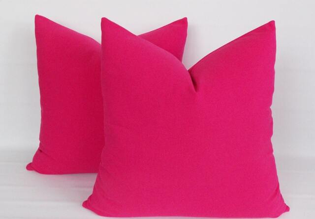 Set Of 2 Fushia Cotton Canvas Throw Pillow Covers - image 1