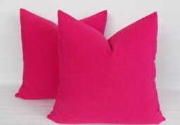 Set Of 2 Fushia Cotton Canvas Throw Pillow Covers - thumbnail 1