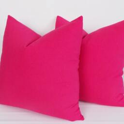 Set Of 2 Fushia Cotton Canvas Throw Pillow Covers - thumbnail 3