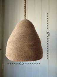 Jute Rope Pendant Light, Natural Burlap Lampshade - 16 Inch - thumbnail 2