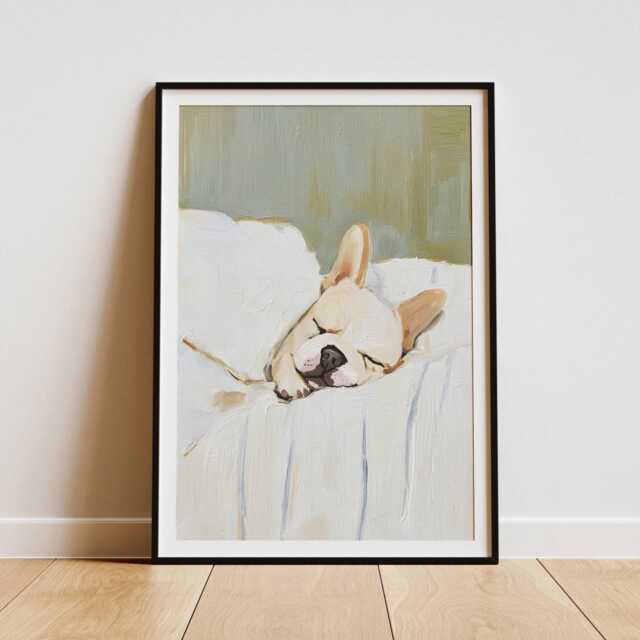 French Bulldog Wall Art Print - Elegant Frenchie Dog Poster For Home Decor, Cute Pet Gift Lovers, Neutral Artwork - image 1