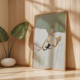 French Bulldog Wall Art Print - Elegant Frenchie Dog Poster For Home Decor, Cute Pet Gift Lovers, Neutral Artwork - thumbnail 3
