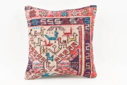 Bohemian Kilim Pillow Cover Vintage Turkish Rug, 16''x16'' - thumbnail 1