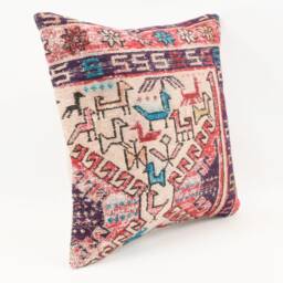 Bohemian Kilim Pillow Cover Vintage Turkish Rug, 16''x16'' - thumbnail 3