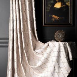Cream Curtains For Living Room & Bedroom, Luxury Diamond Embroidery Custom Size Drape, Beige Grey Black Options - thumbnail 2
